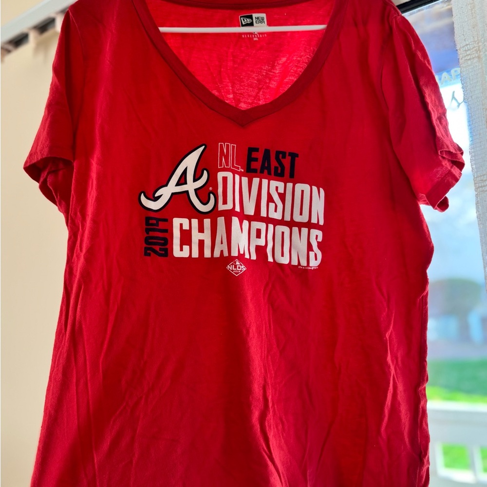 New Era Red Atlanta A Division Champions V-Neck Tee